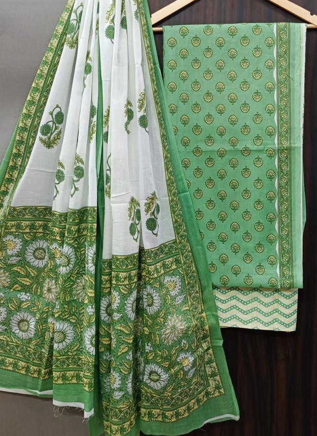 Cotton Green Casual Wear Printed Salwar Suit